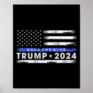 Affiche Trump 2024 Retour La Ligne Bleue Légère Bleue Amér