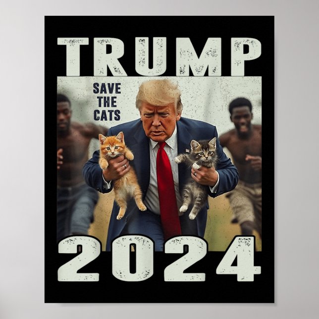 Affiche Trump 2024 Sauver Les Chats Dit Débat (Devant)