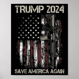 Affiche Trump 2024 Sauvez à nouveau l'Amérique un pistolet