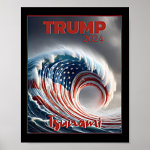 Affiche Trump 2024 Vague Rouge Tsunami Élection Américaine