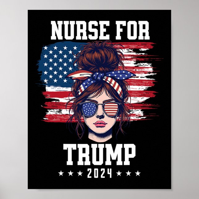 Affiche Trump 2025 Infirmière Chignon Messy Amérique Drape (Devant)