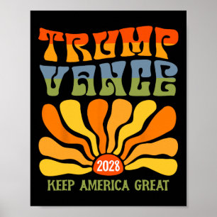 Affiche Trump 2028 Le président réélit le drapeau américai
