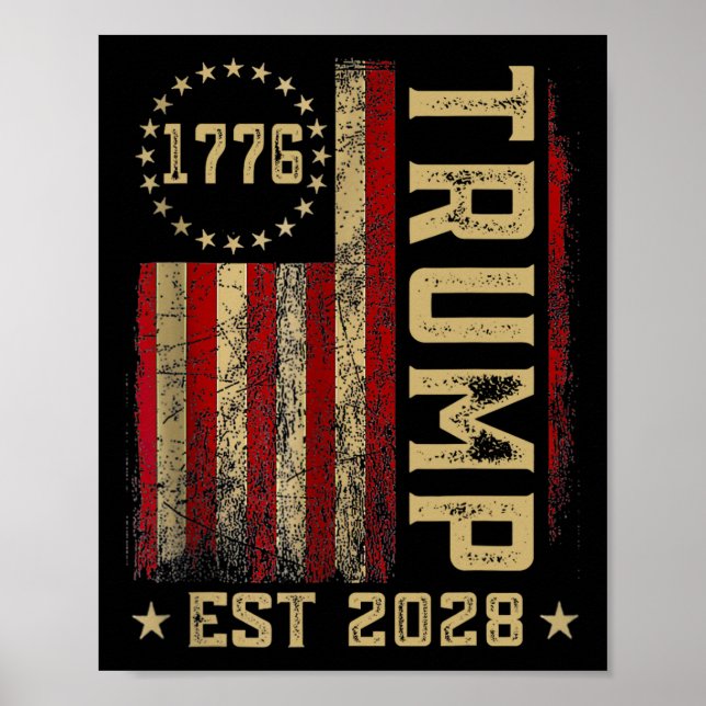 Affiche Trump 2028 Vote Donald Trump America Drapeau améri (Devant)