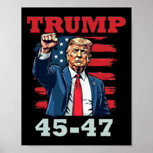 Affiche Trump 45-47 Conception Présidentielle Audacieuse P