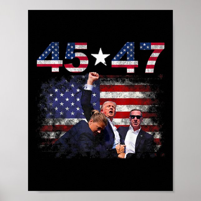 Affiche Trump 45 47 Fight Fight Fight Inauguration Day 202 (Devant)