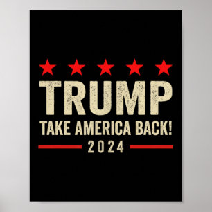 Affiche Trump 45 47 (sur le dos) Reprendre l'Amérique Usa