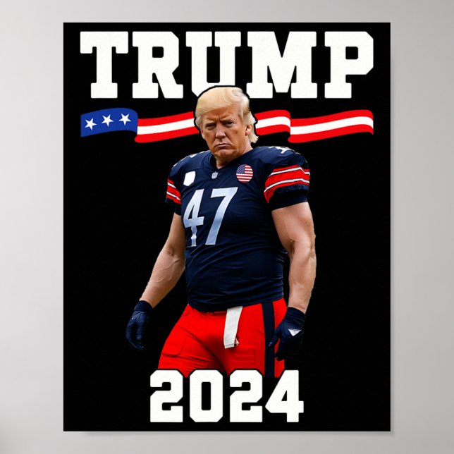 Affiche Trump 47 Football Jersey 2024 Drapeau américain Tr (Devant)