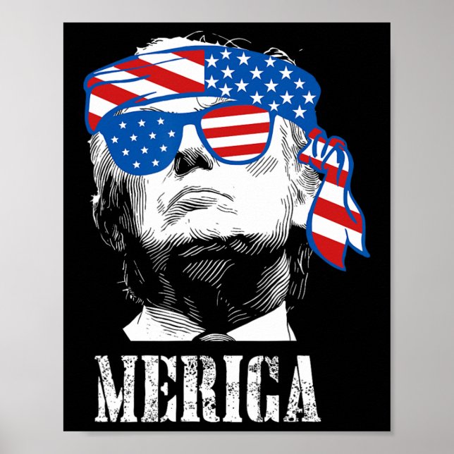 Affiche Trump 4 juillet les Américains Drapeaux Hommes Drô (Devant)
