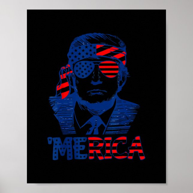 Affiche Trump 4 juillet Merica Hommes Femmes Drapeau améri (Devant)
