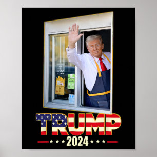 Affiche Trump avec un travailleur Mc Donald vote pour Trum