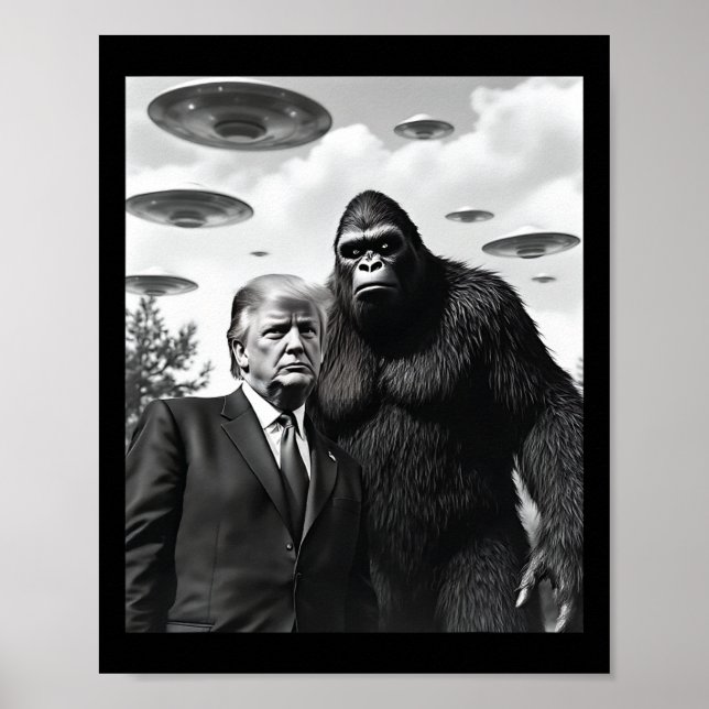 Affiche Trump Bigfoot Ufo Rencontre Alienable Extraterrest (Devant)