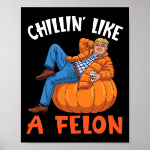 Affiche Trump boit du café sur pumpkin en se détendant com
