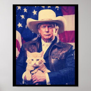 Affiche Trump Cat Shirt Funny Cowboy Donald Trump 2024 Ame