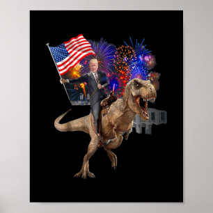 Affiche Trump chevauchant un dinosaure T-rex supporte Trum