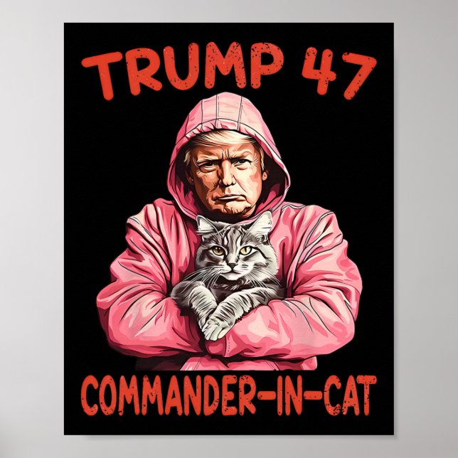 Affiche Trump Commandant En Chat Drôle Chat Et Trump (Devant)