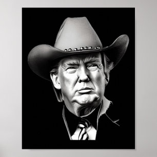 Affiche Trump Cowboy Western Président Vous Me Manquez Enc