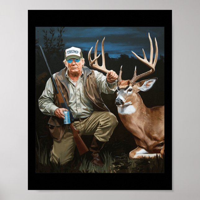 Affiche Trump Deer Hunter Donald Trump Old School Camoufl (Devant)