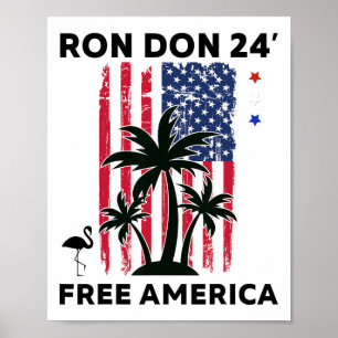 Affiche Trump Desantis Ron Don 24' Drapeau Américain Flama