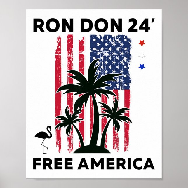 Affiche Trump Desantis Ron Don 24' Drapeau Américain Flama (Devant)