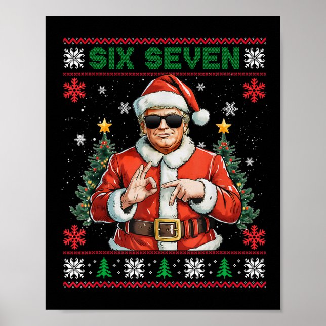 Affiche Trump dit 67 Meme Six Seven Drôle Noël laid  (Devant)