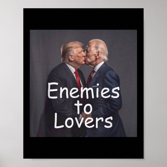 Affiche Trump Drôle Et Biden S'Embrasser, Ennemis Aux Aima (Devant)