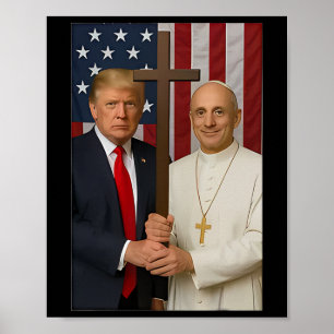 Affiche Trump Et Chemise Du Pape - Le Pape Leo Xiv Dieu Bé