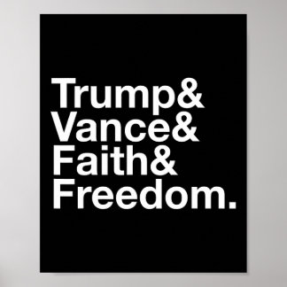 Affiche Trump et Vance et Foi et Liberté Liste - États-Uni