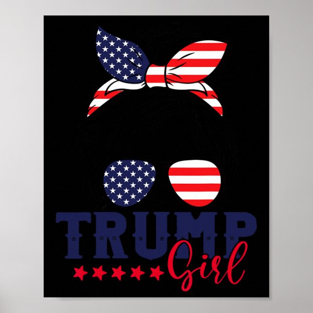 Affiche Trump Girl Messy Bun Trump 2024 Election American (Devant)