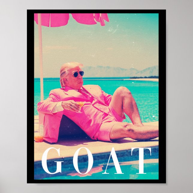 Affiche Trump Goat été 2024 Retro Funny Rose Donald Tru (Devant)