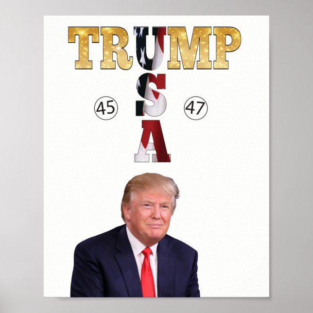 Affiche Trump Gold 💖 Président 💕 USA 45 47 (Devant)