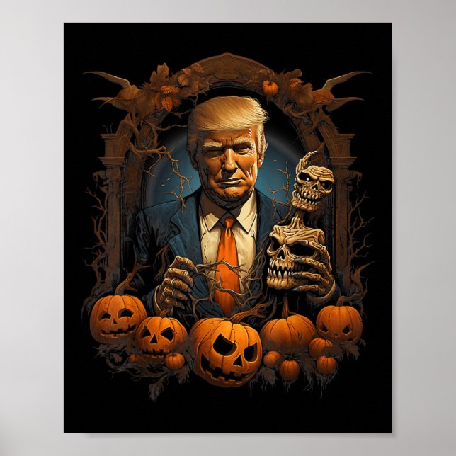 Affiche Trump Halloween Costume effrayant Président Citrou (Devant)