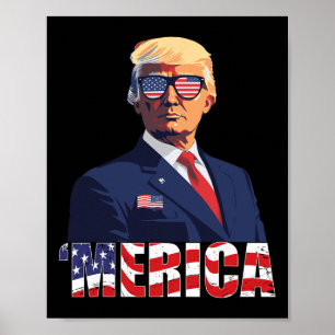 Affiche Trump Happy 4 juillet Trump American Flag 1