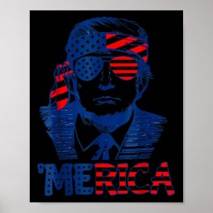 Affiche Trump Happy 4 juillet Trump American Flag 2