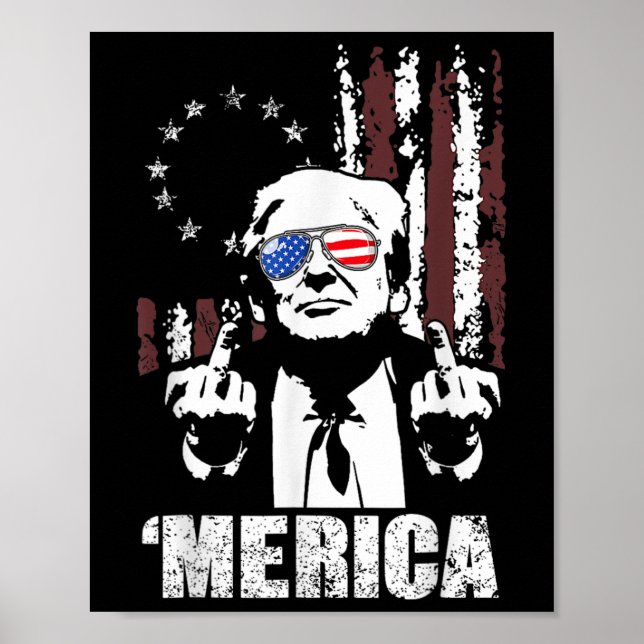 Affiche Trump Happy 4 juillet Trump American Flag 8 (Devant)