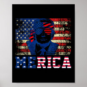 Affiche Trump Happy Quatrième 4 juillet Trump Drapeau amér