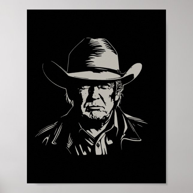 Affiche Trump Head Cowboy Usa 2024 Vote Election Us Maga 1 (Devant)