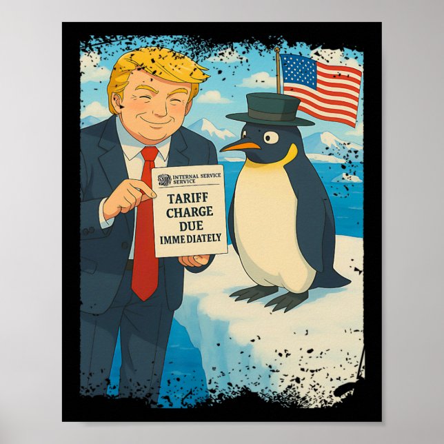 Affiche Trump impose le droit de douane Pingouin Anime Pol (Devant)
