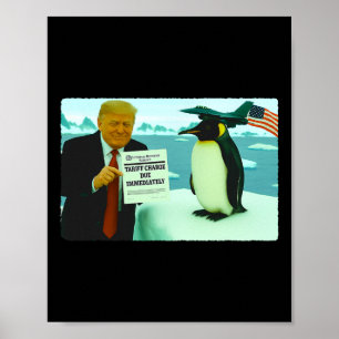 Affiche Trump impose un tarif sur le pingouin Ironic Polit