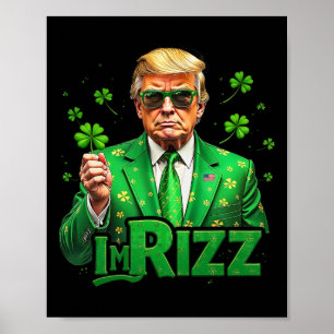 Affiche Trump Je suis Rizz Saint-Patrick Chanceux Trèfle I