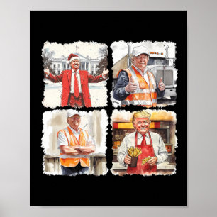 Affiche Trump Jobs 2024 Christmas Mega 45 47 Président Pap