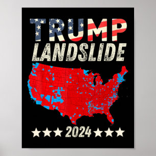 Affiche Trump Landslide 2024 Carte électorale soutien Trum