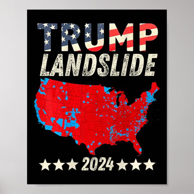 Affiche Trump Landslide 2024 Carte électorale Trump Winner (Devant)