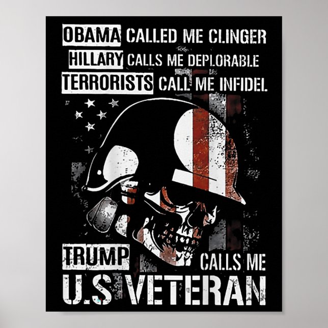 Affiche Trump m'appelle le crâne vétéran américain Drapeau (Devant)