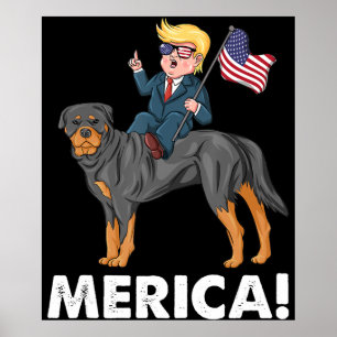 Affiche Trump Merica Rottweiler Chien Héros américain