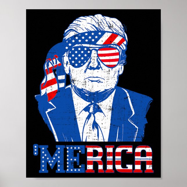 Affiche Trump Merica Trump 4 juillet le drapeau américain (Devant)