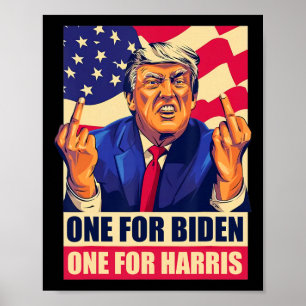 Affiche Trump Middle Finger Biden Harris Amérique Républic
