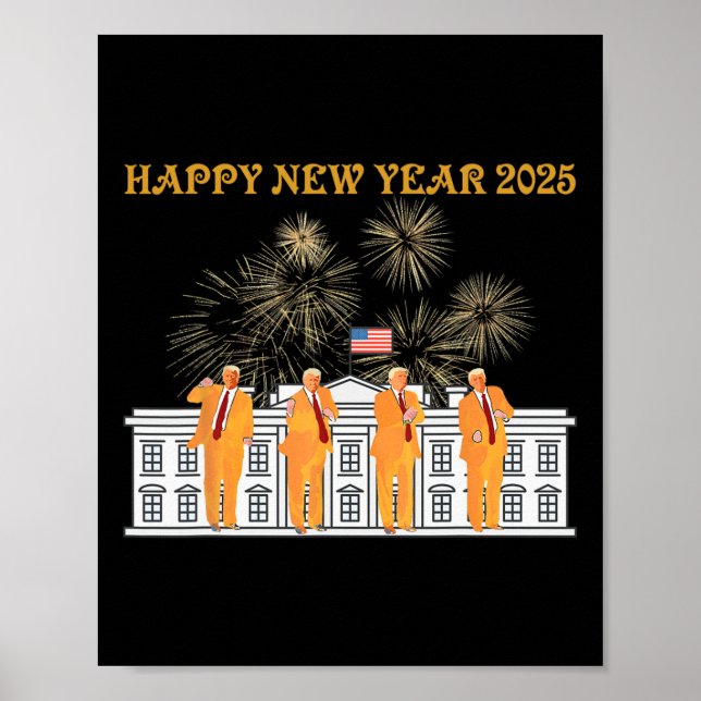 Affiche Trump Nouvel An 2025 Feu d'artifice de la Maison B (Devant)