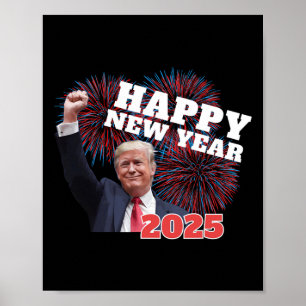 Affiche Trump patriotique Bonne année 2025 Parti conservat