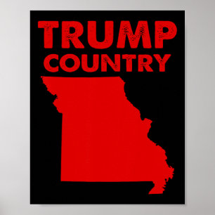 Affiche Trump Pays Missouri Carte de l'État Rouge Républiq
