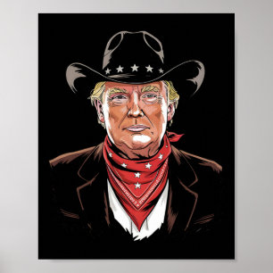 Affiche Trump Président Cowboy Patriotique